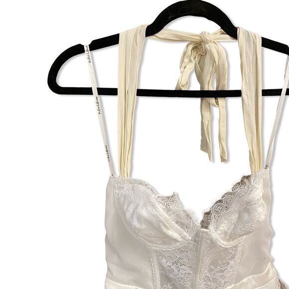 FOR LOVE & LEMONS X REVOLVE Mini Bustier Dress White lace tulle halter S - Picture 5 of 12
